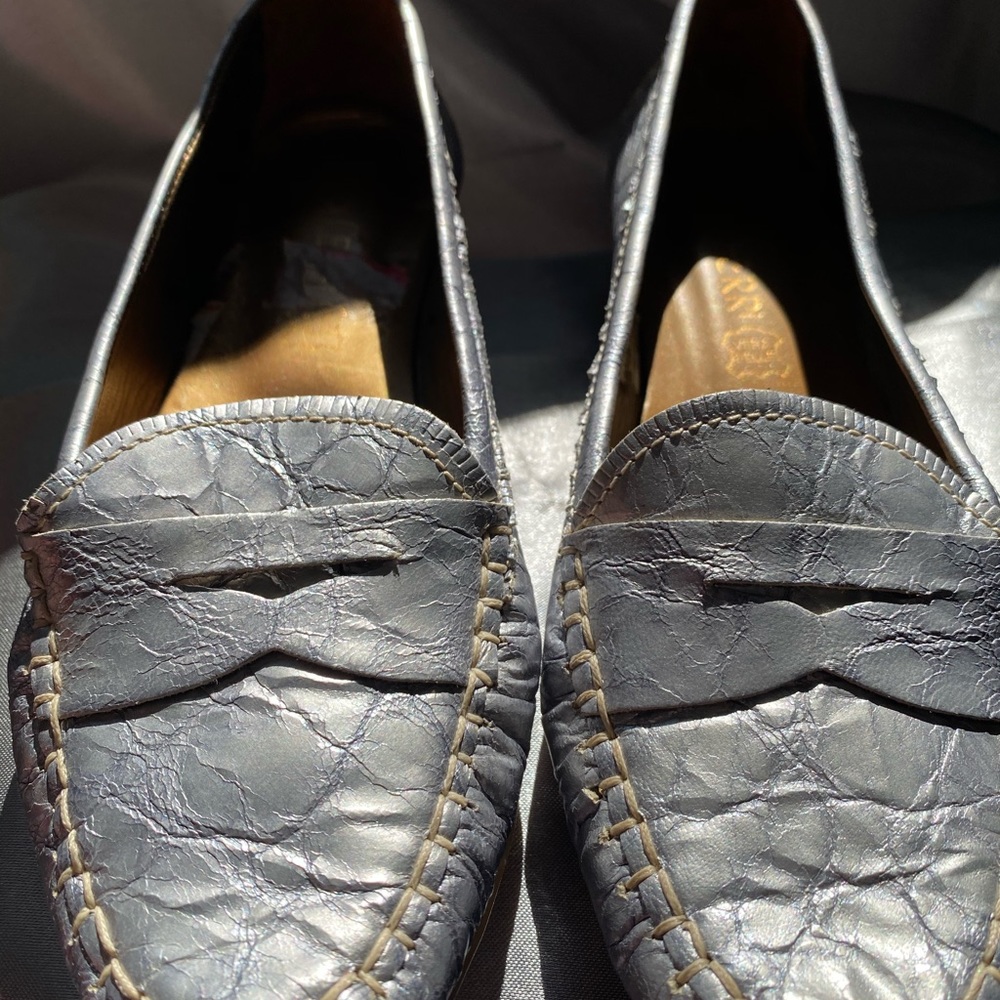 Paola Ferri Metallic Silver Loafers